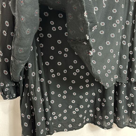 Free People Beck Black Floral Print Cut Out Neck Dress Size M - Picture 6 of 12